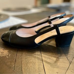 French Sole Baton Black Patent Heel Sz. 8